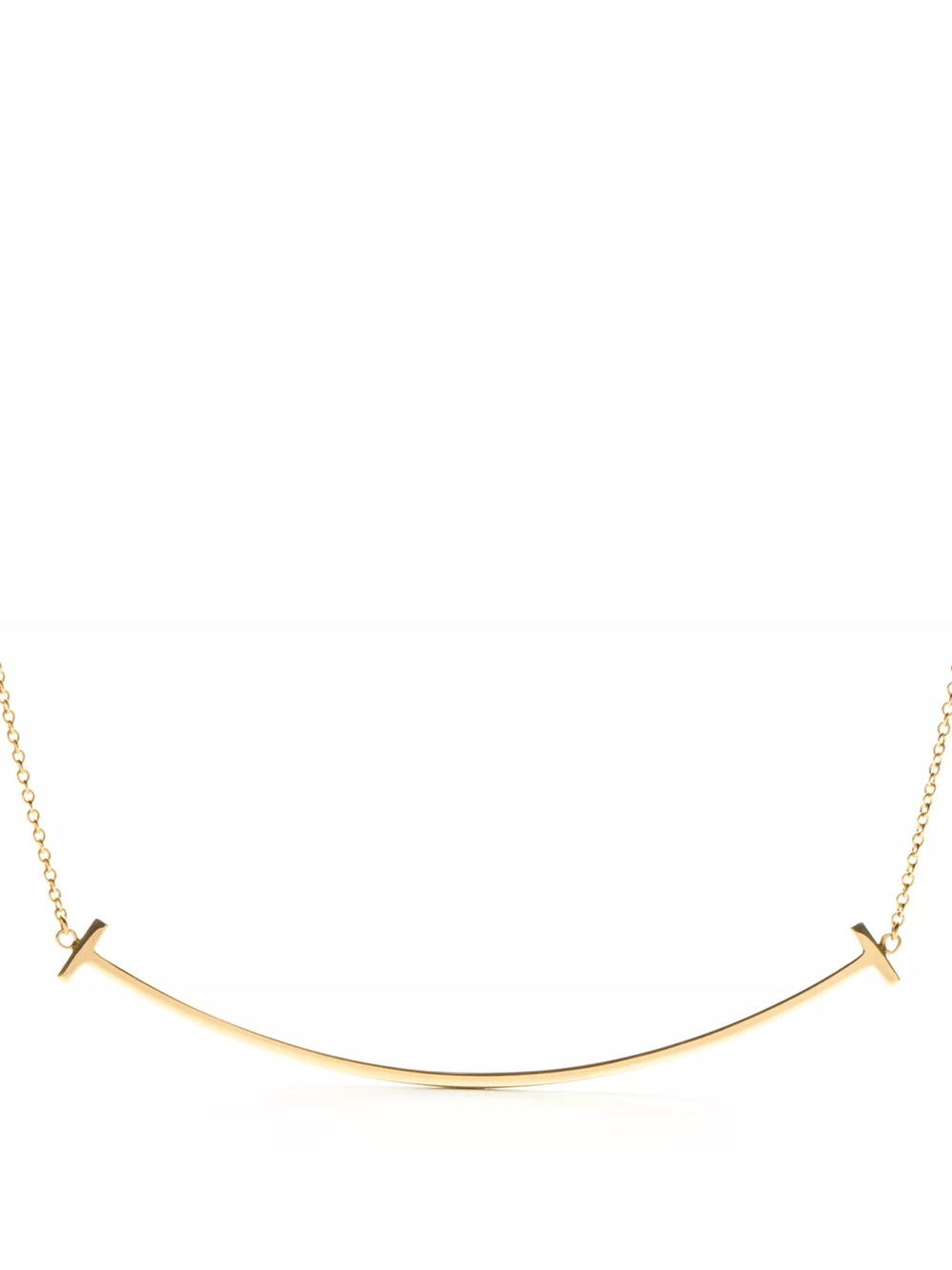 Tiffany & Co. Yellow 18K Gold Curved T Smile Necklace Pendant